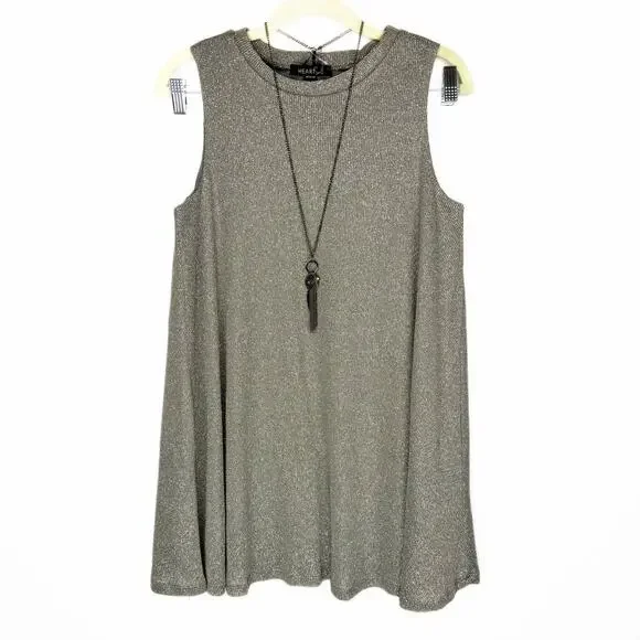 Heart Soul | Dresses | New Heart Soul Silver Metallic Knit Mock Neck  Sleeveless Flare Dress Medium | Poshmark